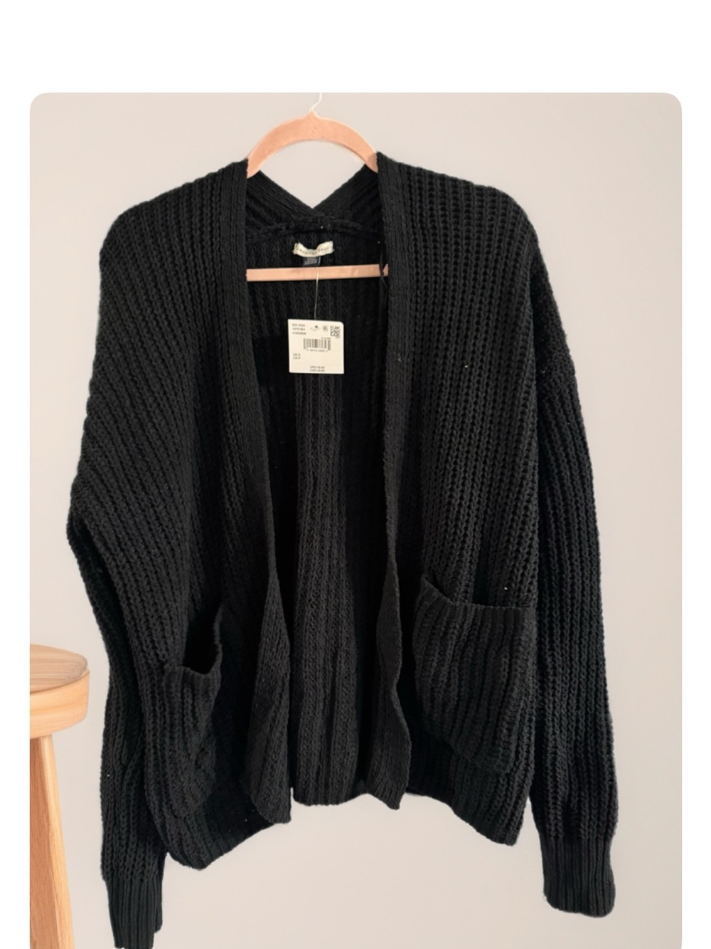 American Eagle Outfitters Black Chunky Knit Cardigan